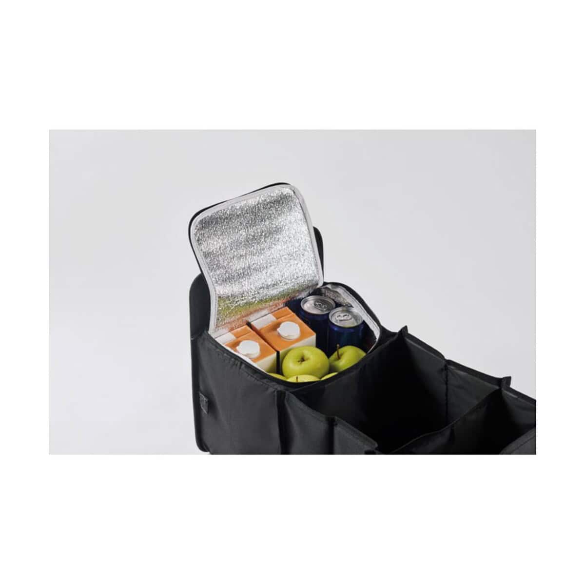 Praktyczna torba na lunch z termosem i owocami Przenośna torba na lunch z termosem, owocami i przekąskami, idealna do pracy i szkoły.