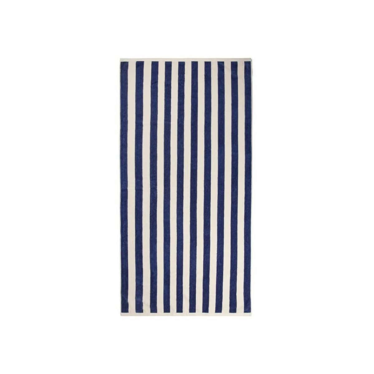 Prześcieradło w paski granatowe i białe Prześcieradło z granatowymi i białymi paskami, idealne do łóżka, dodaje stylu i elegancji sypialni.