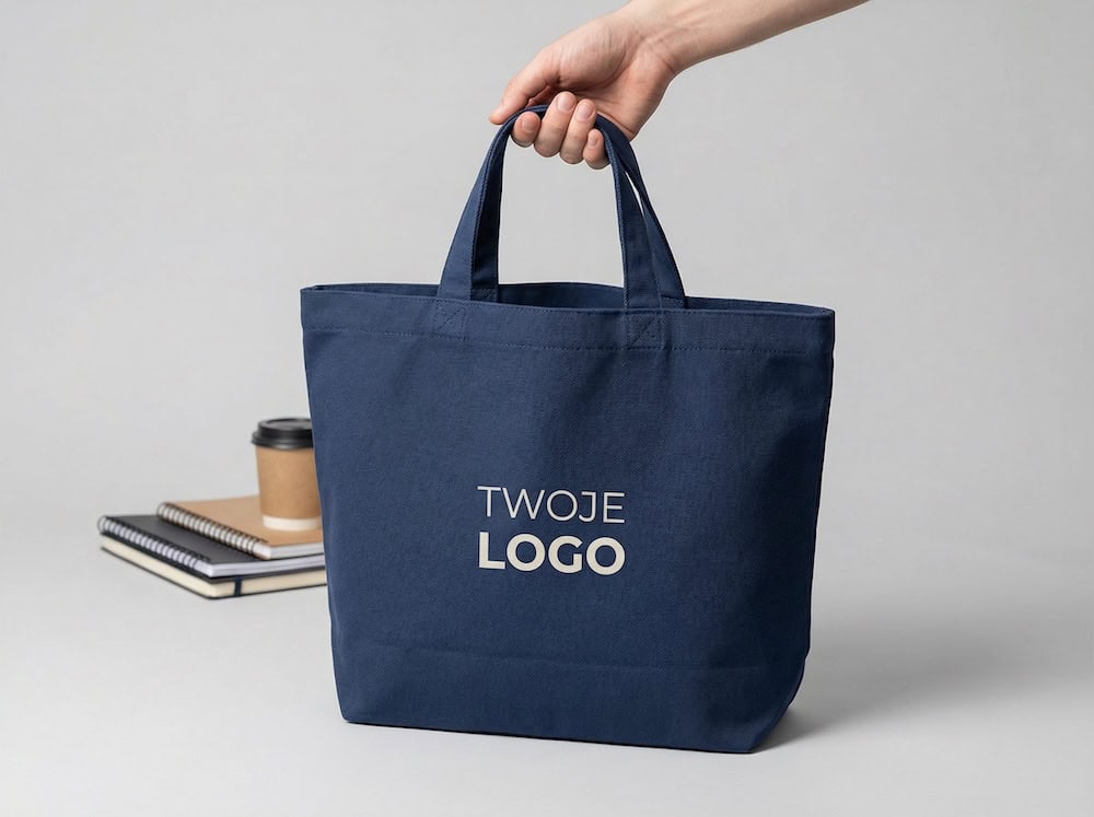Torba reklamowa z nadrukiem logo firmy.