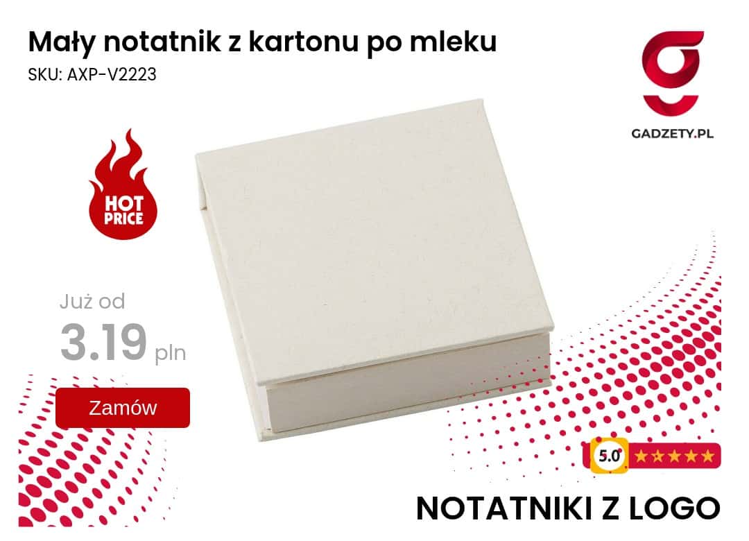 Mały notatnik z kartonu po mleku Notesik z kartonu po mleku - ekologiczny i praktyczny gadżet reklamowy.