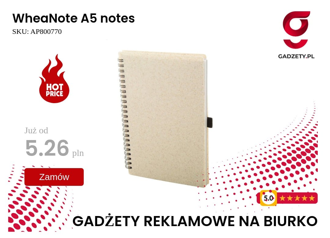 WheaNote A5 notes Notes A5 z personalizowanym logo na biurko.