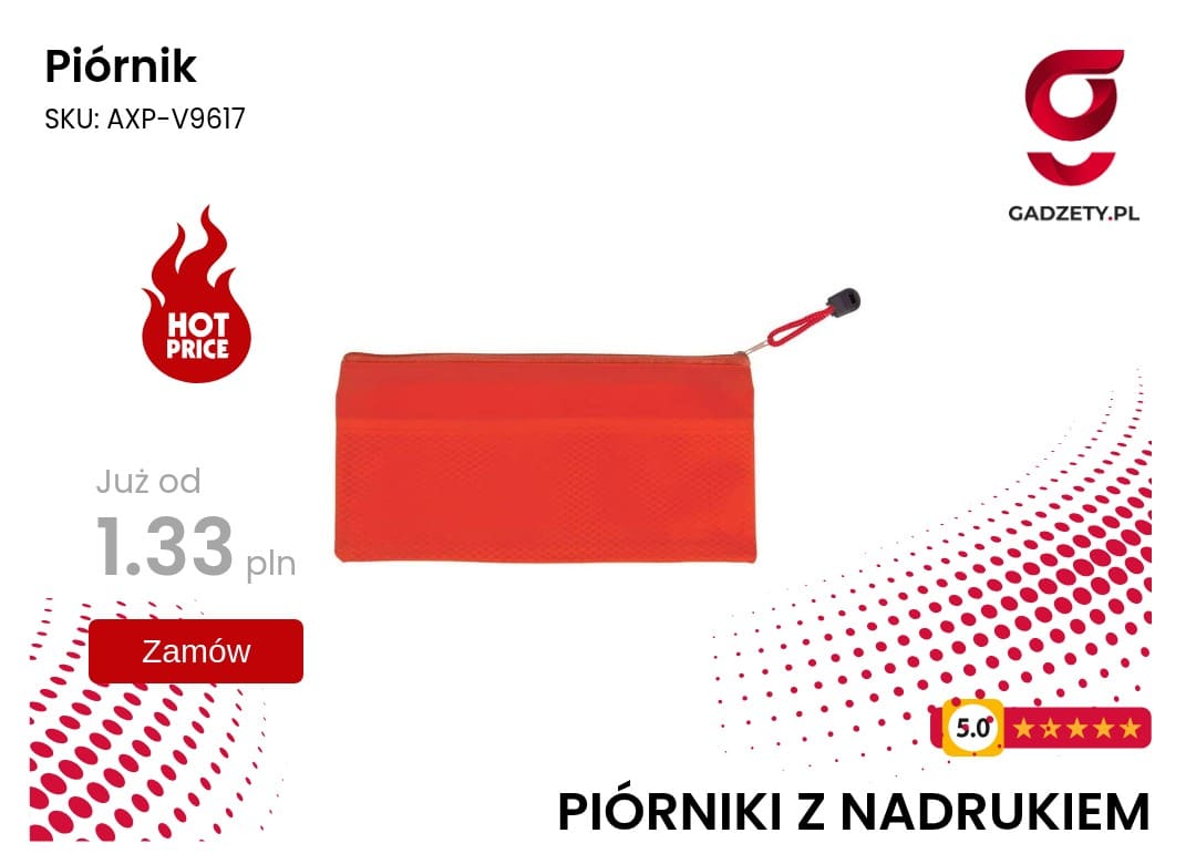 Piórnik Piórnik z nadrukiem - idealny na szkolne przybory, dostępny w różnych kolorach i rozmiarach.