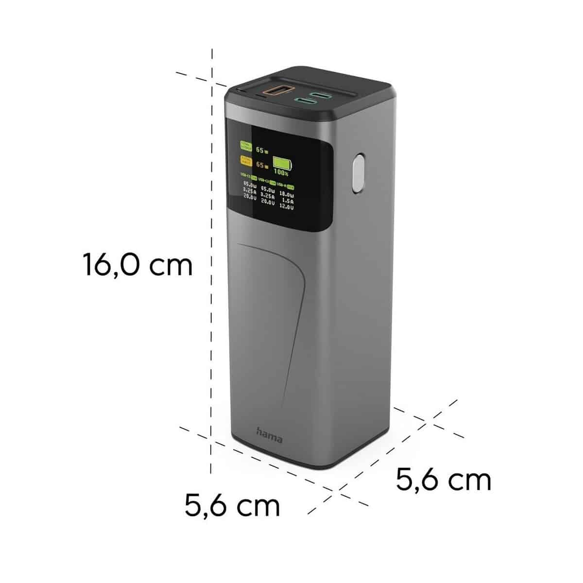 Powerbanki z logo – power bank 20000 mah hama high power 65w VH028-15_AAA02 Power bank 20000 mAh Hama High Power 65W VH028-15_AAA02