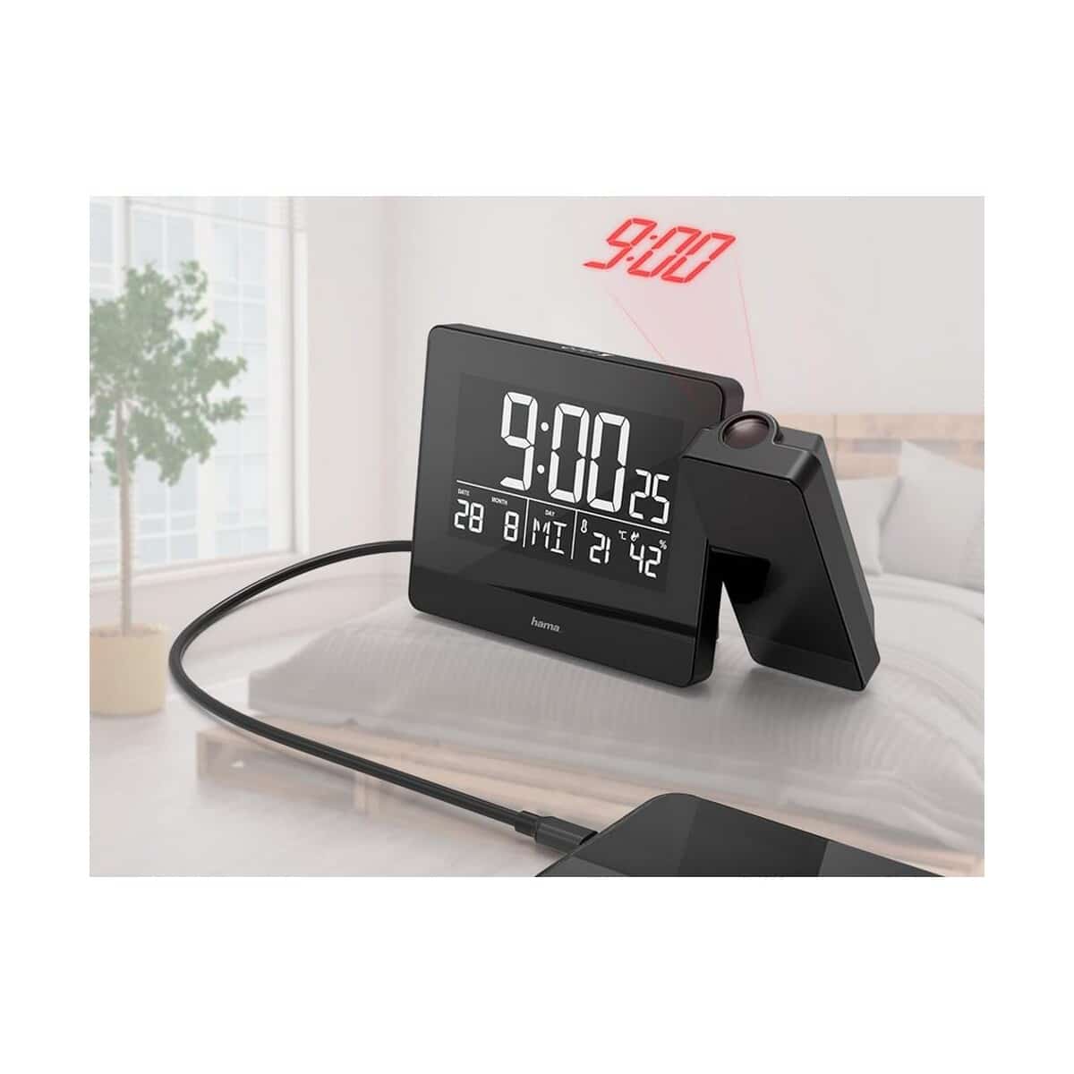 Zegary z logo – zegar, budzik z projektorem hama plus charge VH062-03_ATM01 Zegar, budzik z projektorem Hama Plus Charge VH062-03_ATM01