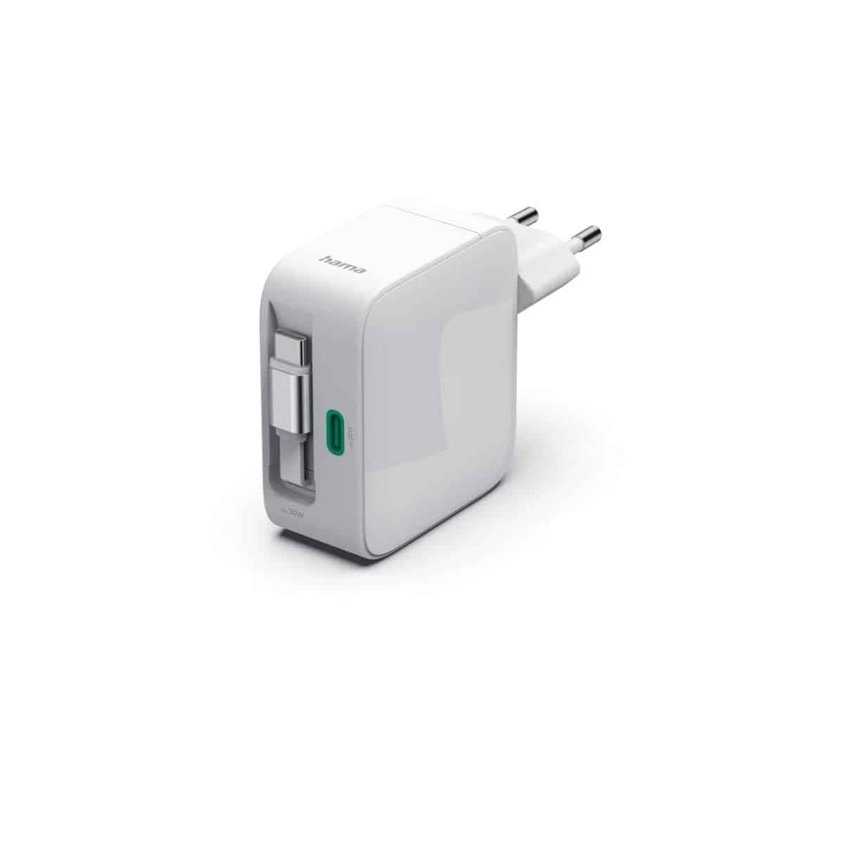Ładowarki z logo – ładowarka ścienna 30w ze zwijanym kablem hama VH074-02_AAA01 Ładowarka ścienna 30W ze zwijanym kablem Hama VH074-02_AAA01