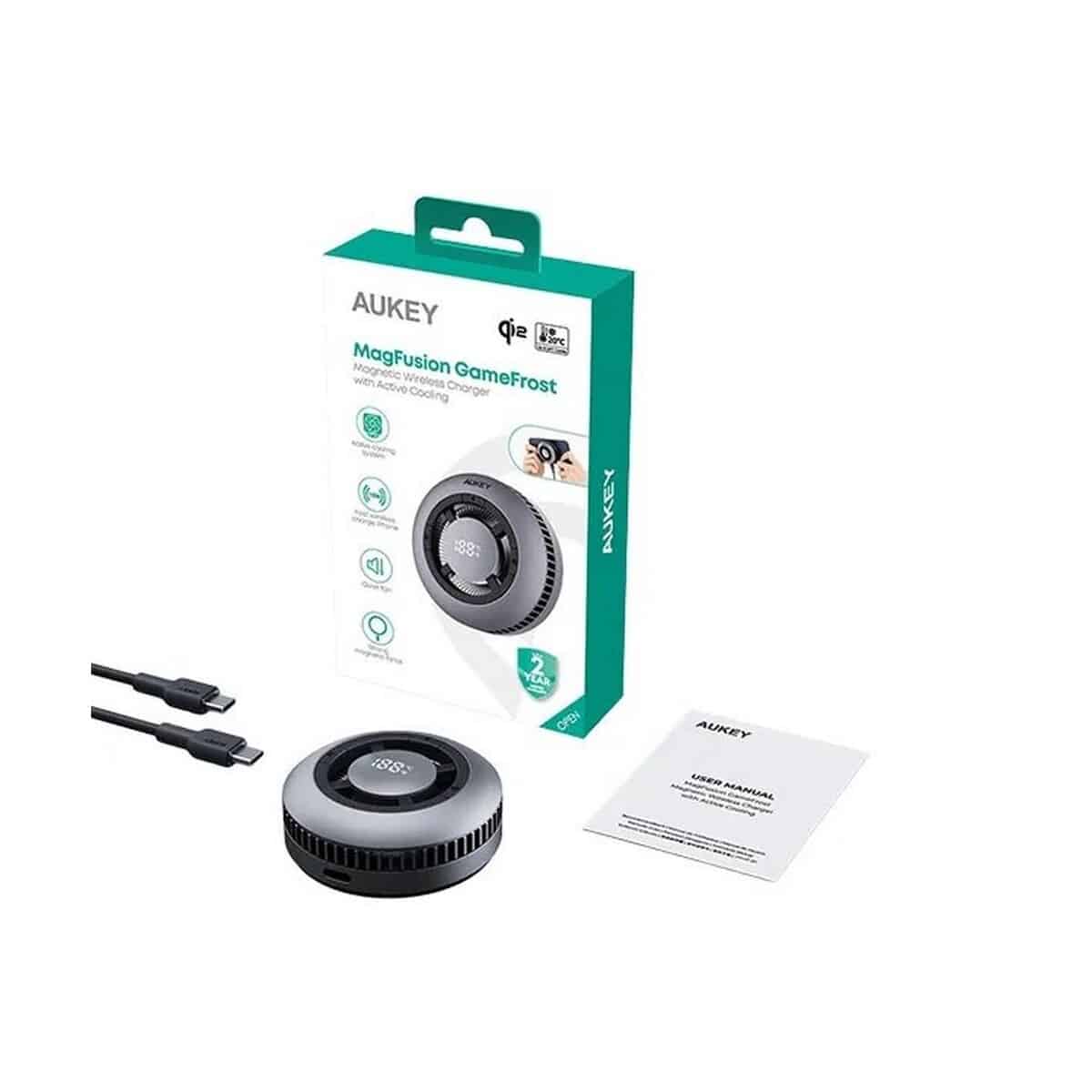 Ładowarki z logo – magnetyczna ładowarka bezprzewodowa 15w z wentylatorem aukey VAM10-15_ATM07 Magnetyczna ładowarka bezprzewodowa 15W z wentylatorem Aukey VAM10-15_ATM07