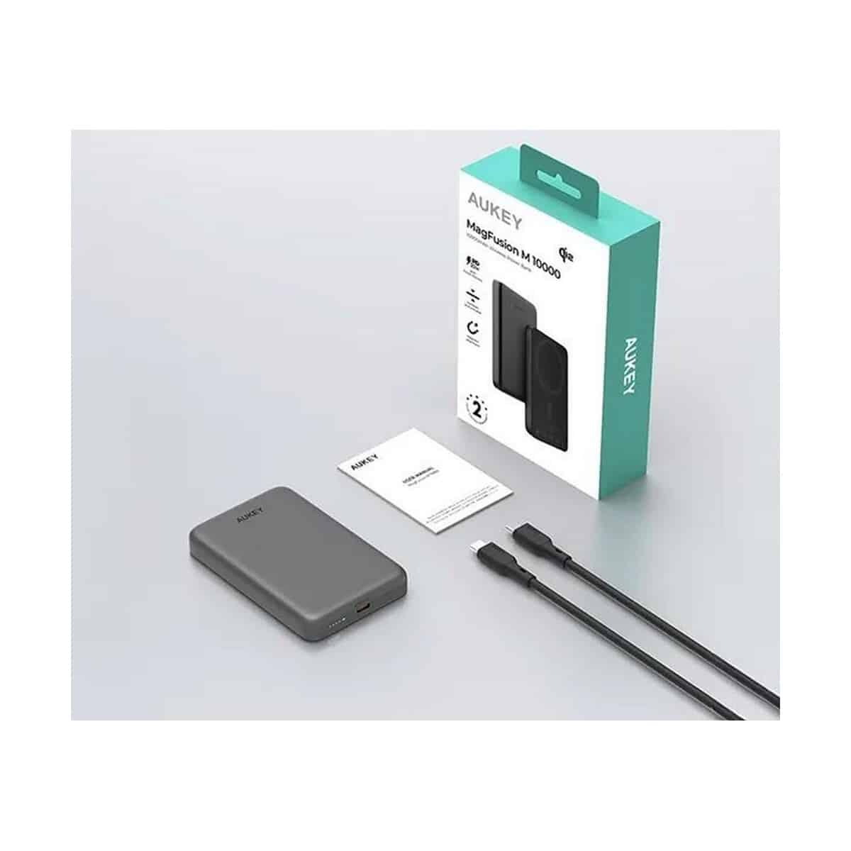 Powerbanki z logo – magnetyczny, bezprzewodowy power bank 10000 mah aukey VAM12-03_ATM08 Magnetyczny, bezprzewodowy power bank 10000 mAh Aukey VAM12-03_ATM08