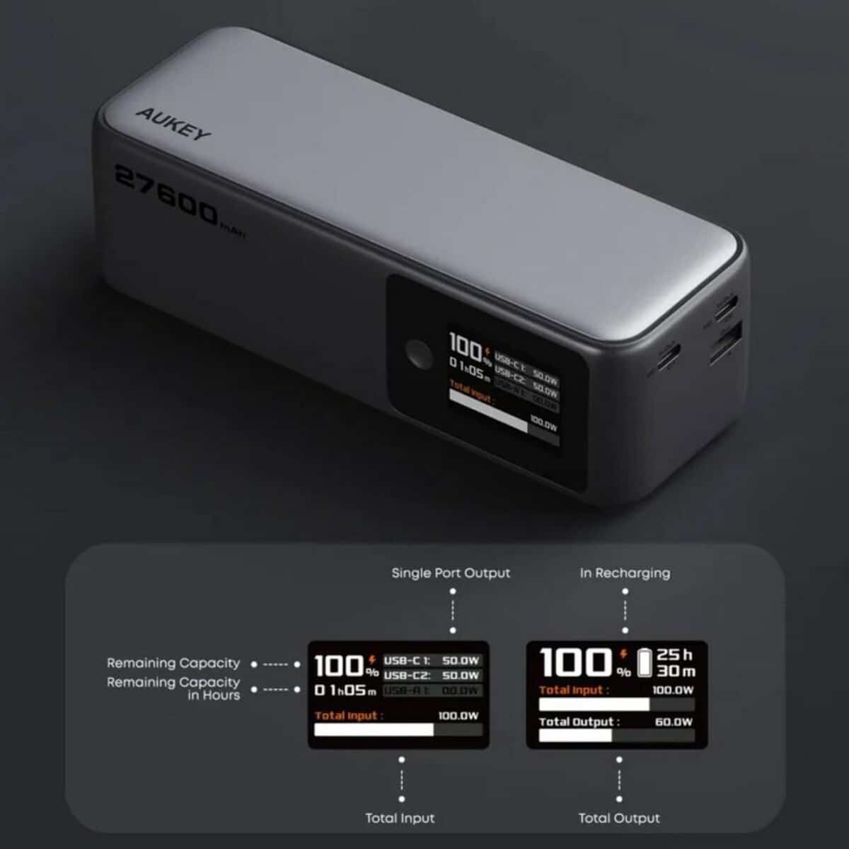 Powerbanki z logo – power bank 27600 mah, 140 w, aukey VAM15-32_ATM02 Power bank 27600 mAh, 140 W, Aukey VAM15-32_ATM02
