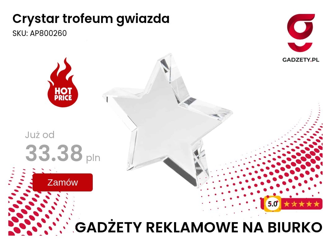 Crystar trofeum gwiazda Trofeum w kształcie gwiazdy z serii Crystar