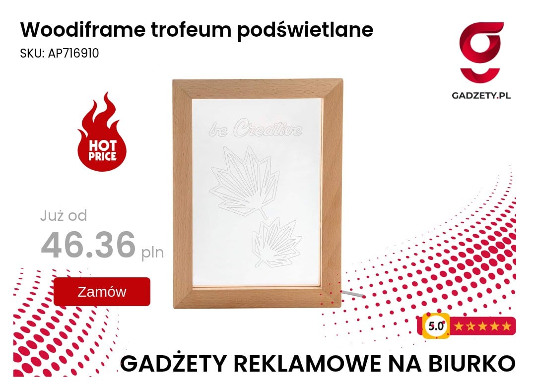 Woodiframe trofeum podświetlane Podświetlane trofeum Woodiframe w nowoczesnym designie