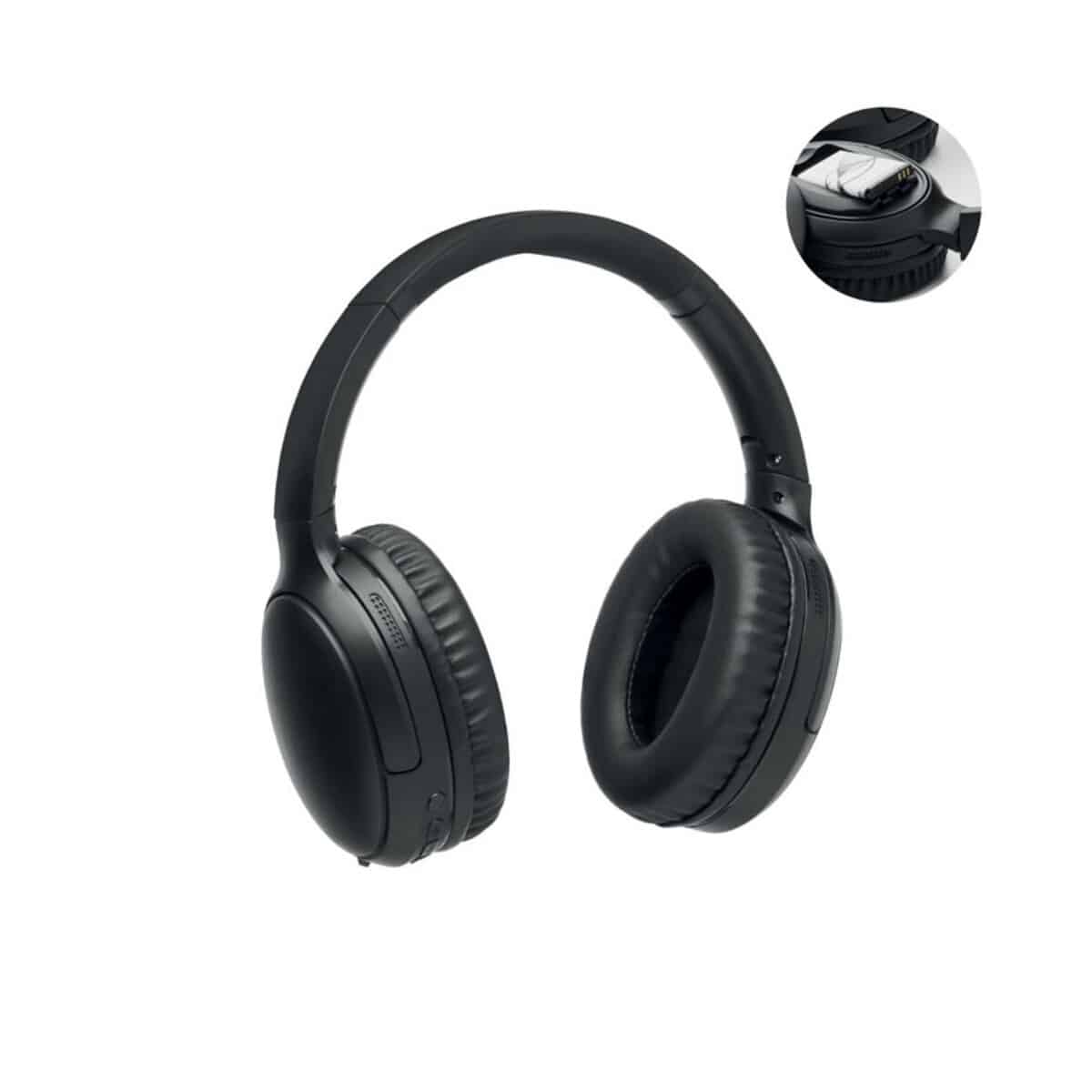 Słuchawki z logo – słuchawki składane w woreczku echo mo3141-03 Słuchawki składane w woreczku ECHO mo3141-03