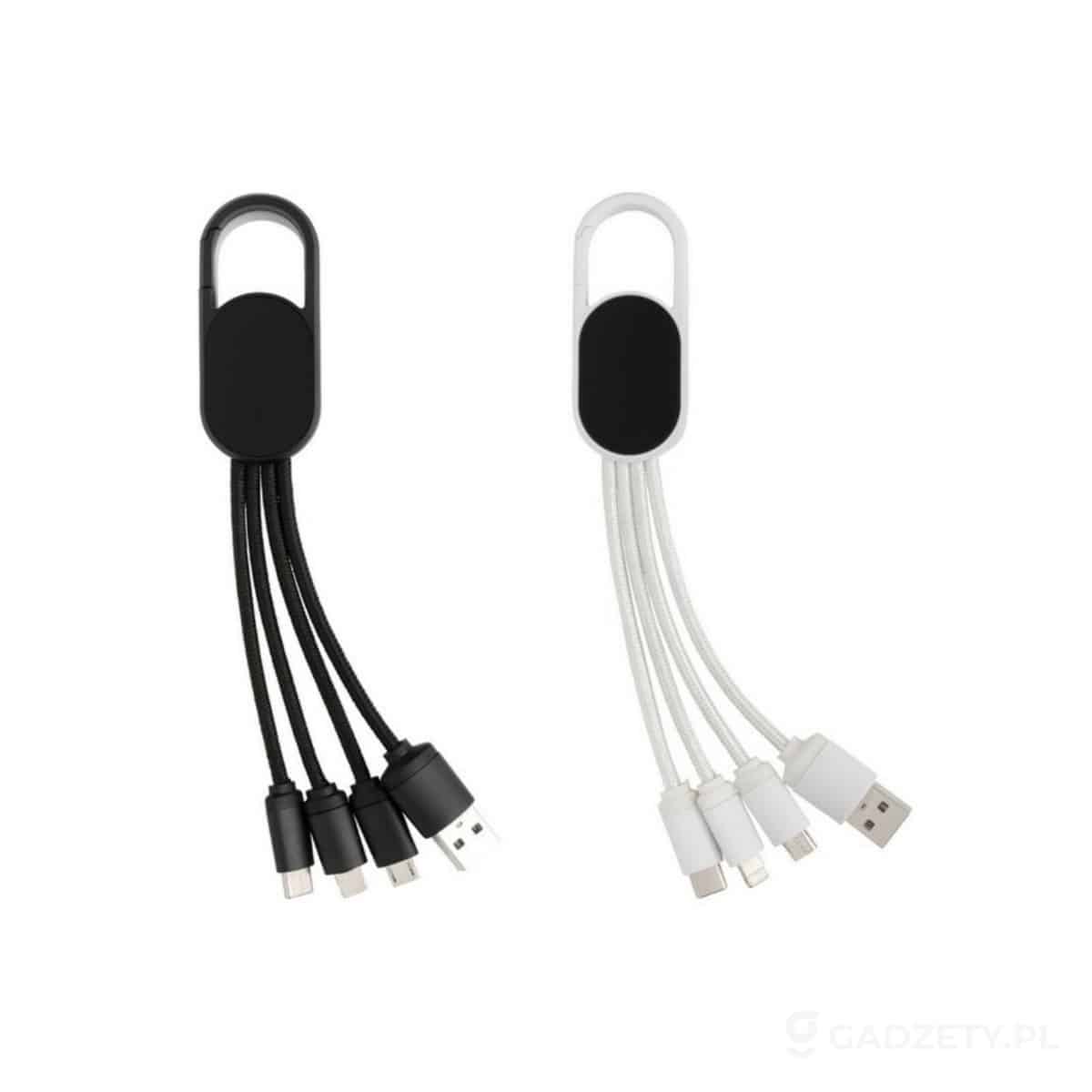 Kabel do ładowania 4 w 1 z karabińczykiem – dostępne kolory