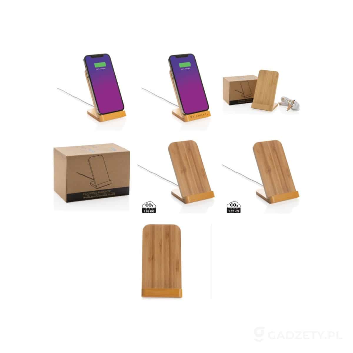 AXP-P308-35-wariant-watermark Bambusowa ładowarka bezprzewodowa 5W, stojak na telefon – zdjęcia produktu
