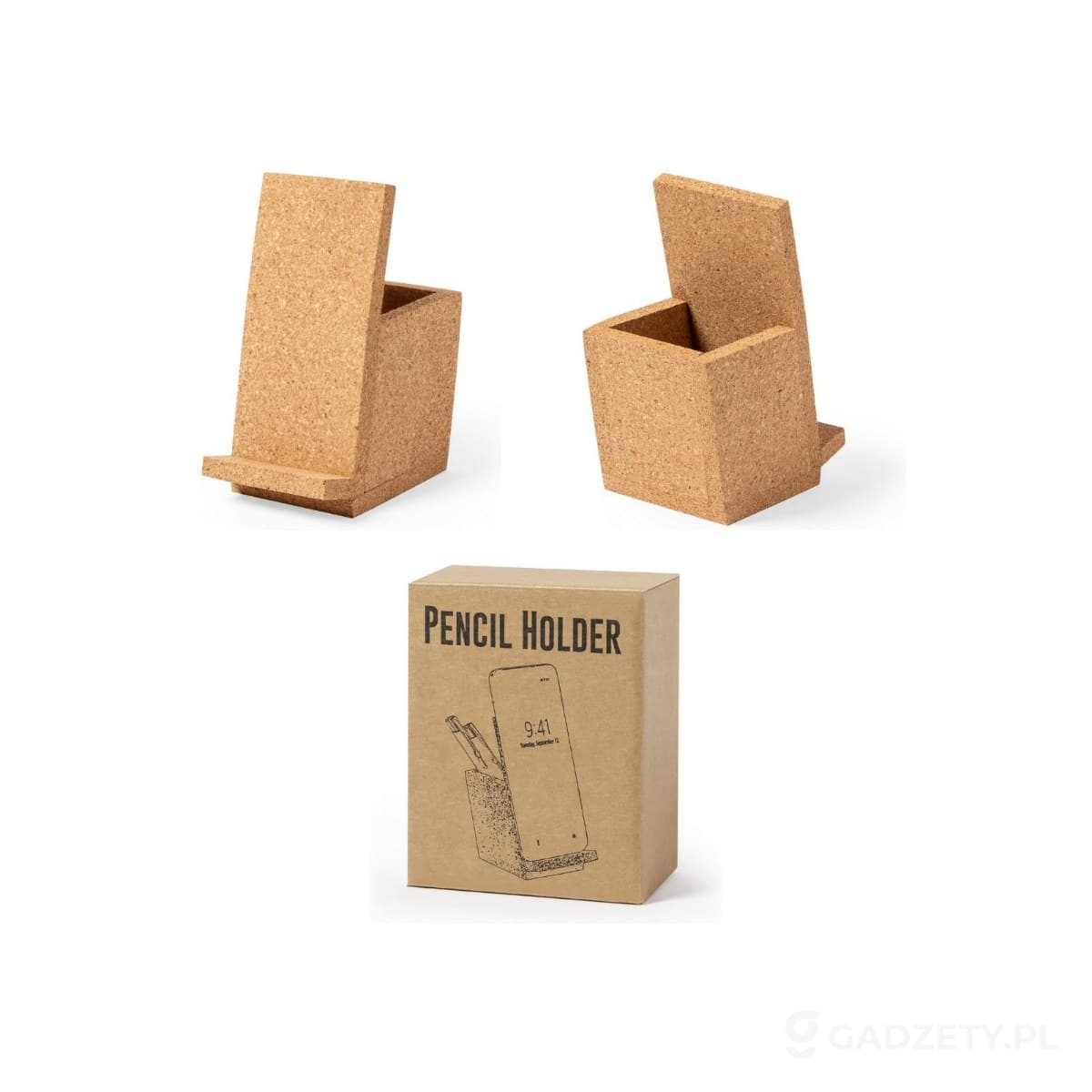 AXP-V0259-wariant-watermark Korkowy pojemnik na przybory do pisania, stojak na telefon – zdjęcia produktu