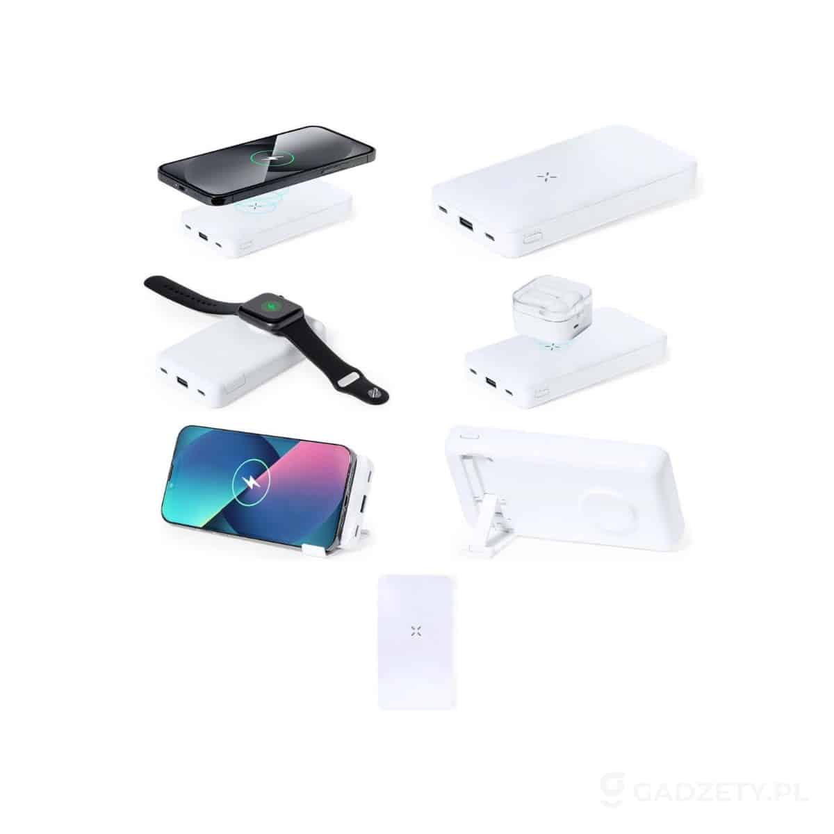 AXP-V1222-wariant-watermark Bezprzewodowy power bank 5000 mAh, ładowarka bezprzewodowa 15W, stojak na telefon – zdjęcia produktu