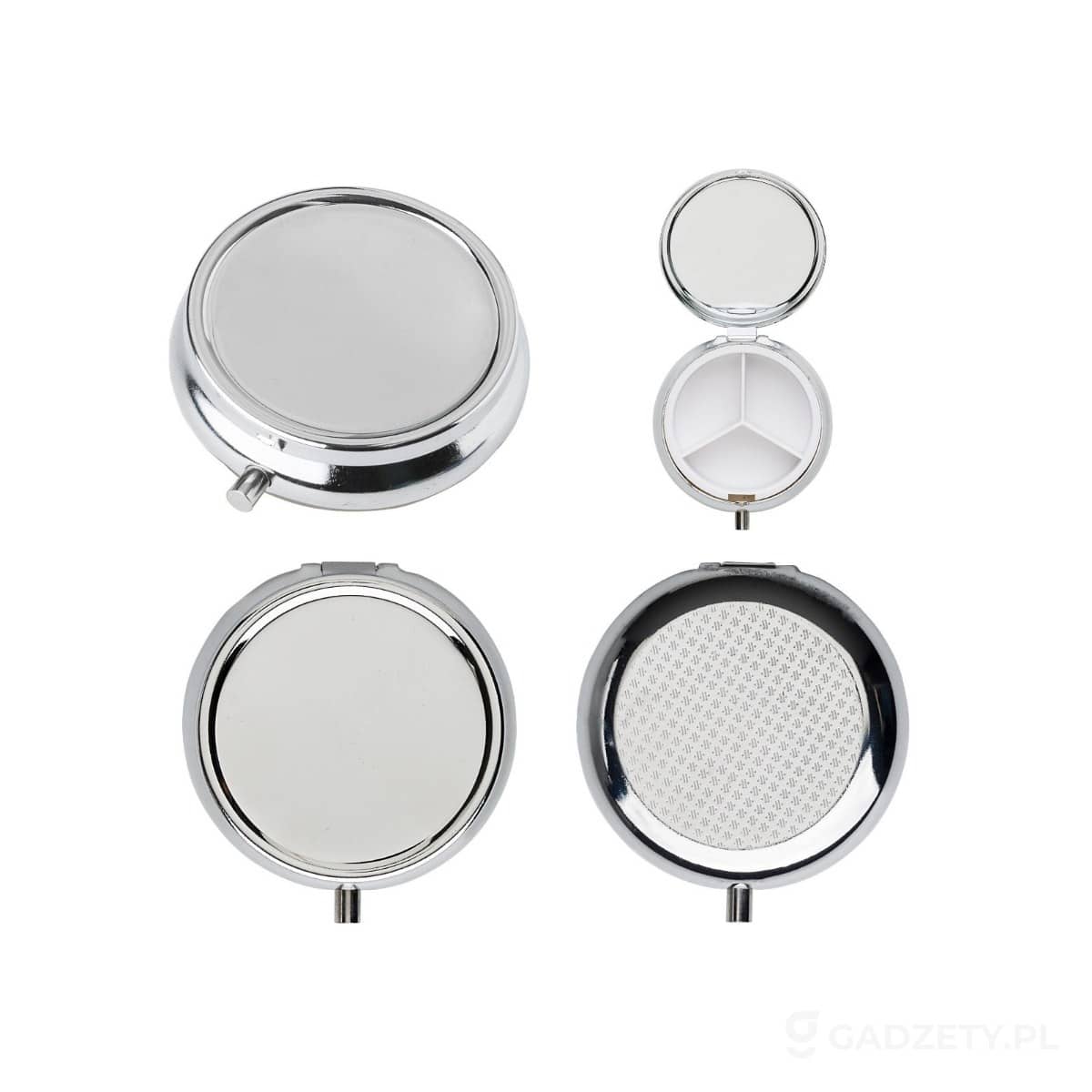 AXP-V1536-wariant-watermark Metalowy pojemnik na tabletki z 3 przegrodami, lusterko – zdjęcia produktu