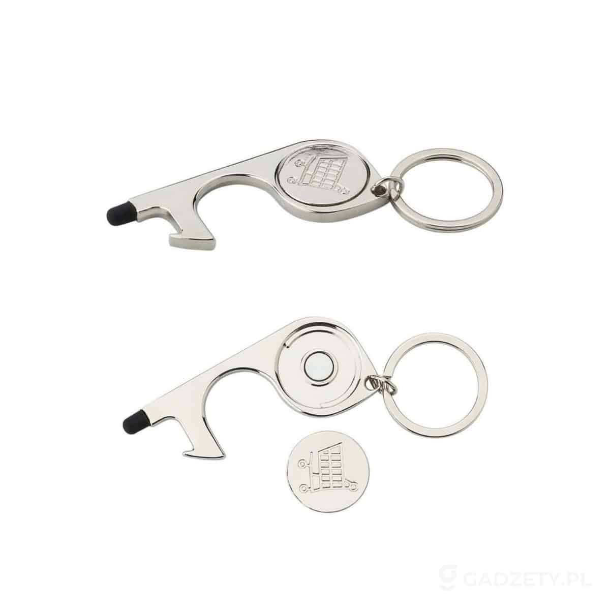 AXP-V6909-wariant-watermark Brelok do kluczy, uchwyt do bezdotykowego otwierania drzwi, touch pen i żeton do wózka na zakupy – zdjęcia produktu