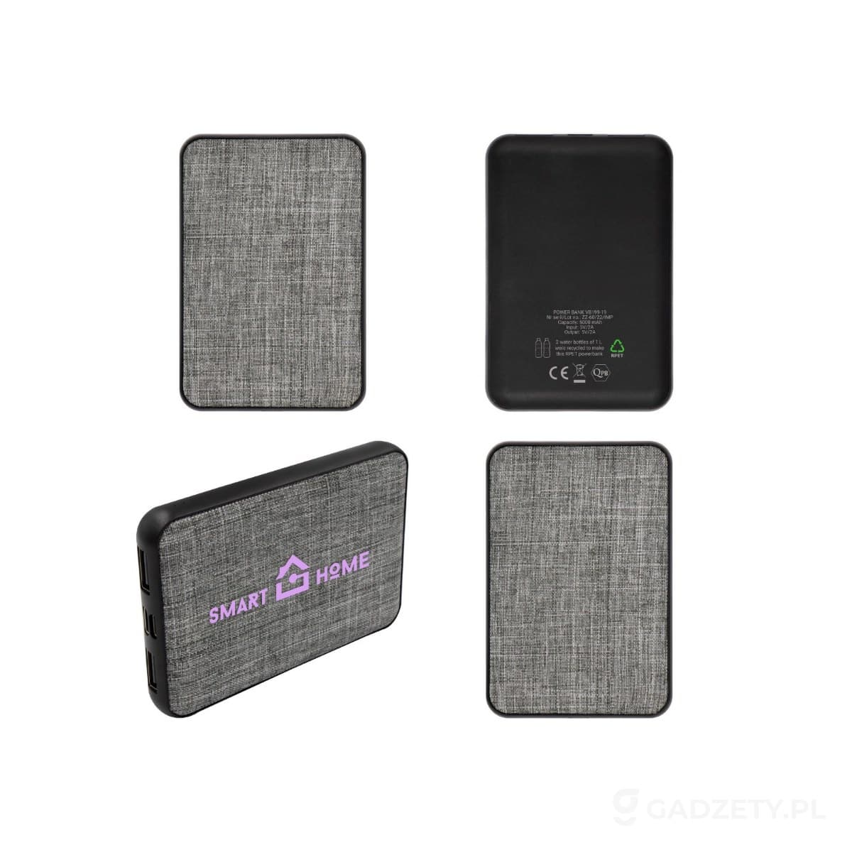AXP-V8199-wariant-watermark Power bank 5000 mAh RPET | Russo – zdjęcia produktu