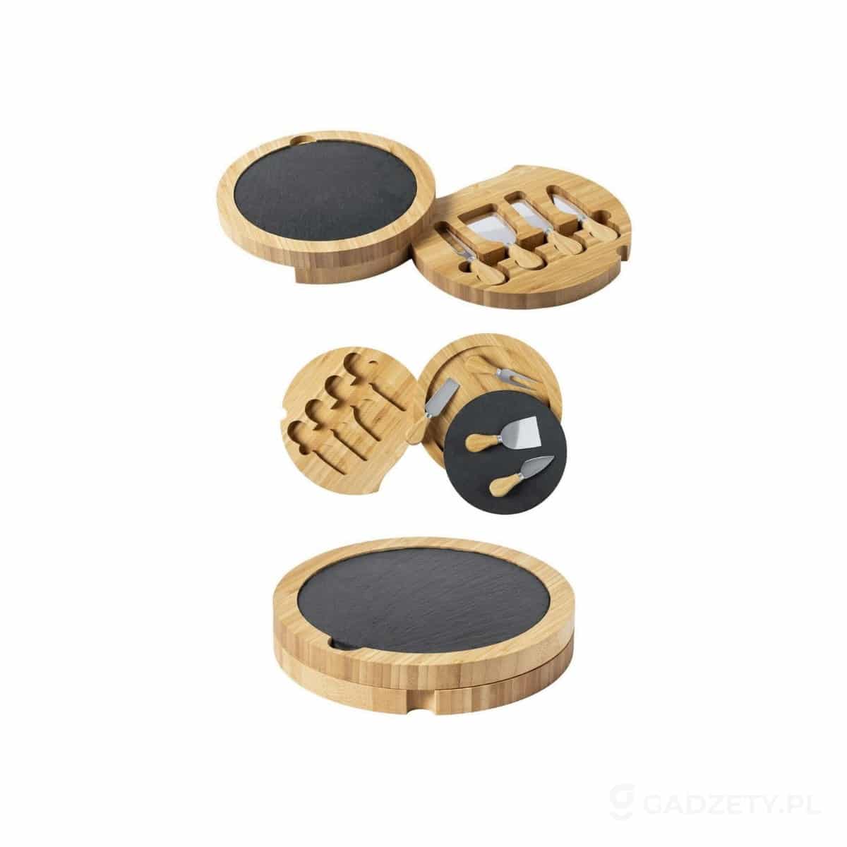 AXP-V8895-wariant-watermark Bambusowy zestaw do sera, 4 el., deska do krojenia z łupka – zdjęcia produktu