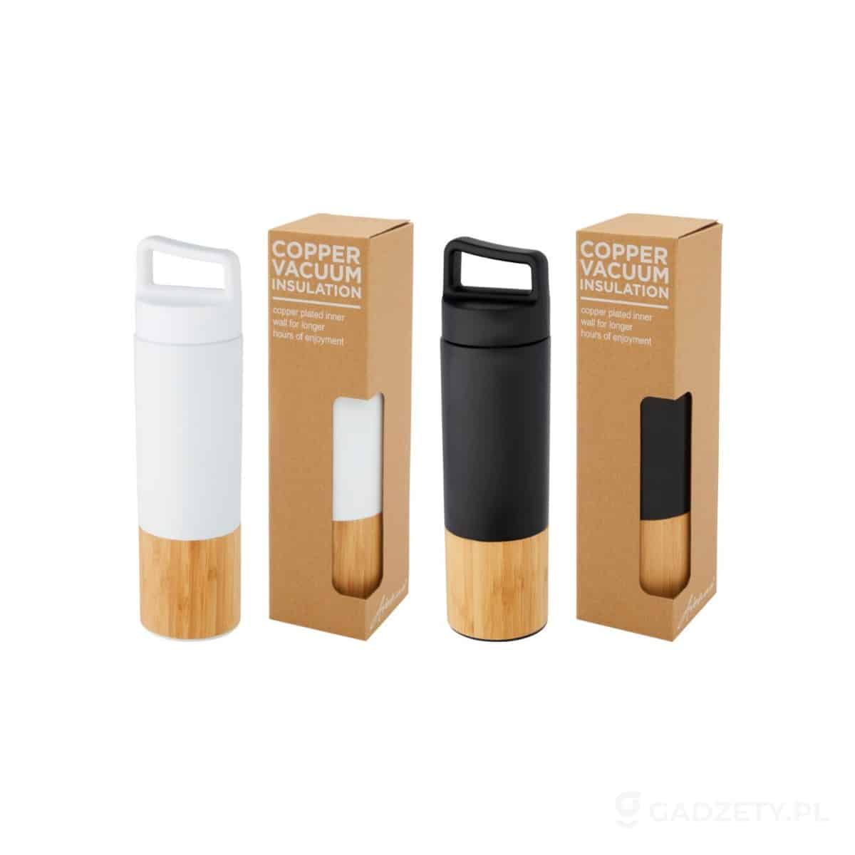 PFC-100669-kolorow-watermark Torne miedziana, izolowana próżniowo butelka ze stali nierdzewnej o pojemności 540 ml z bambusową ścianką zewnętrzną – dostępne kolory
