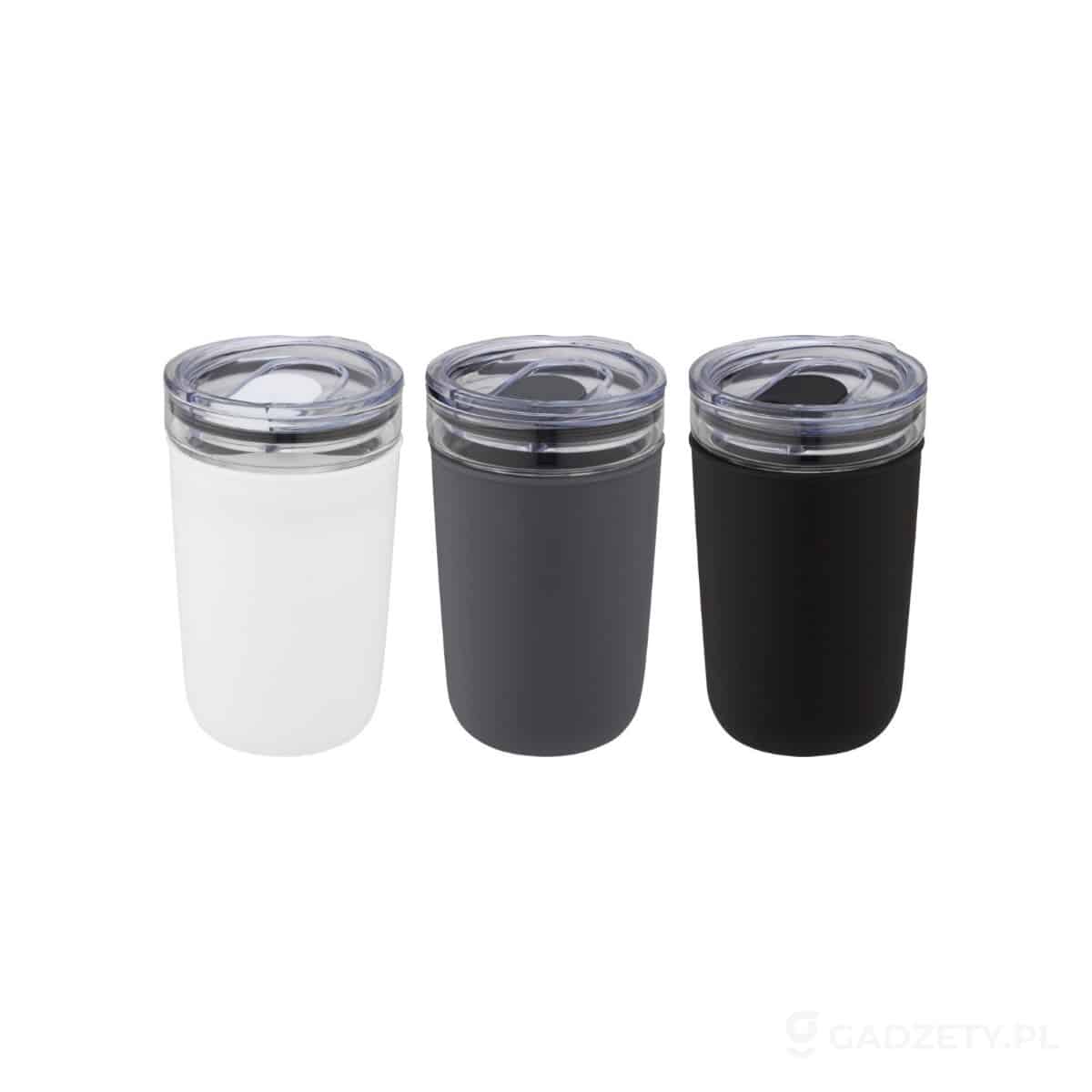 PFC-100675-kolorow-watermark Szklany kubek Bello o pojemności 420 ml z zewnętrzną ścianką z plastiku z recyklingu – dostępne kolory