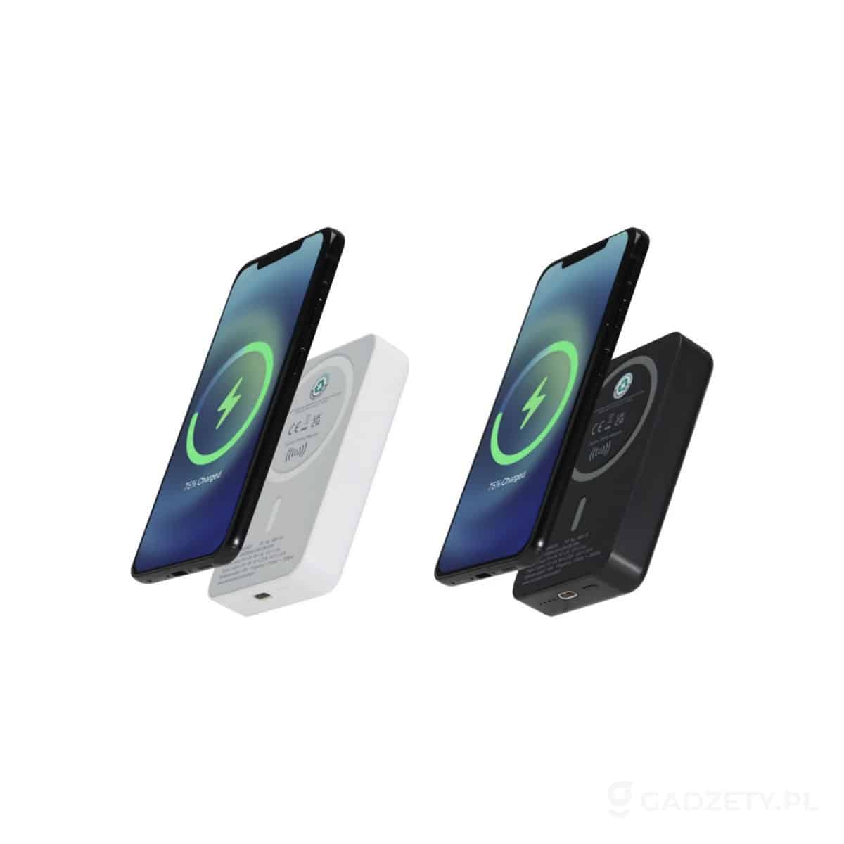 PFC-124442-kolorow-watermark Acrab magnetyczny bezprzewodowy powerbank o pojemności 10 000 mAh i mocy 15 W z technologią 20 W PD — wykonany z tworzyw sztucznych pochodzących z recyklingu – dostępne kolory