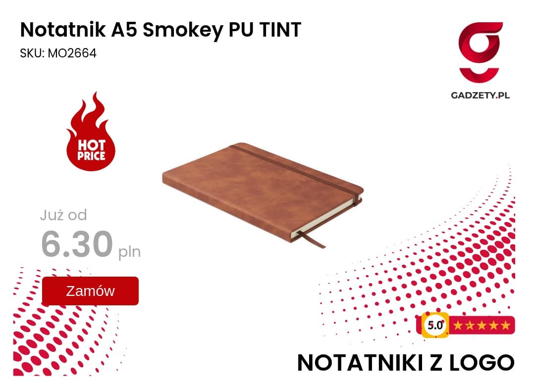 Notatnik A5 Smokey PU TINT Notatnik A5 w kolorze Smokey z okładką PU TINT