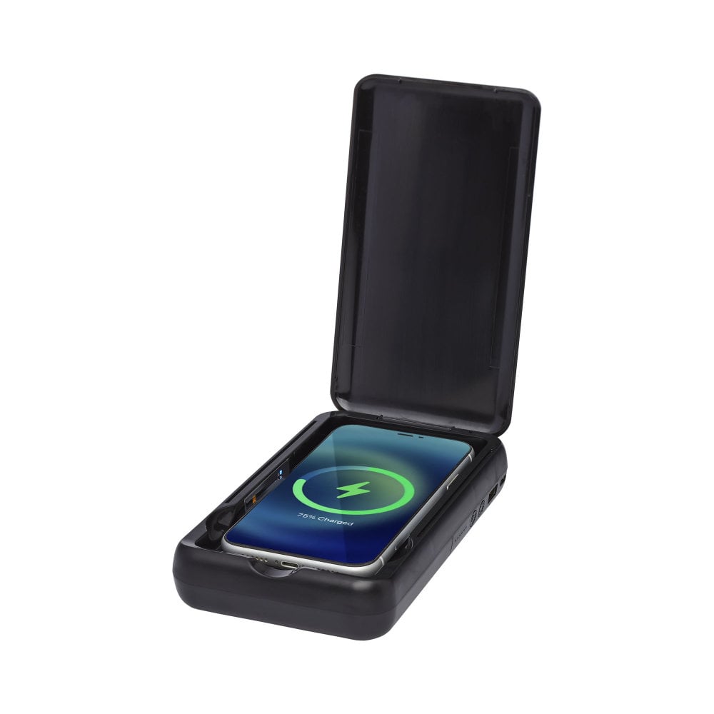 Sterylizator UV do smartfonów Nucleus z bezprzewodowym powerbankiem o pojemności 10 000 mAh