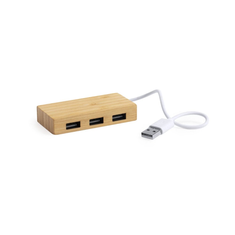 Bambusowy hub USB 2.0 - brązowy