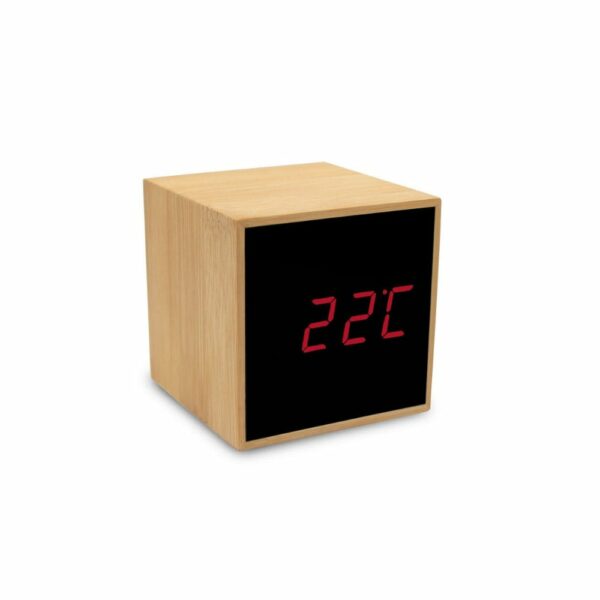 Bambusowy zegar na biurko z alarmem - drewno