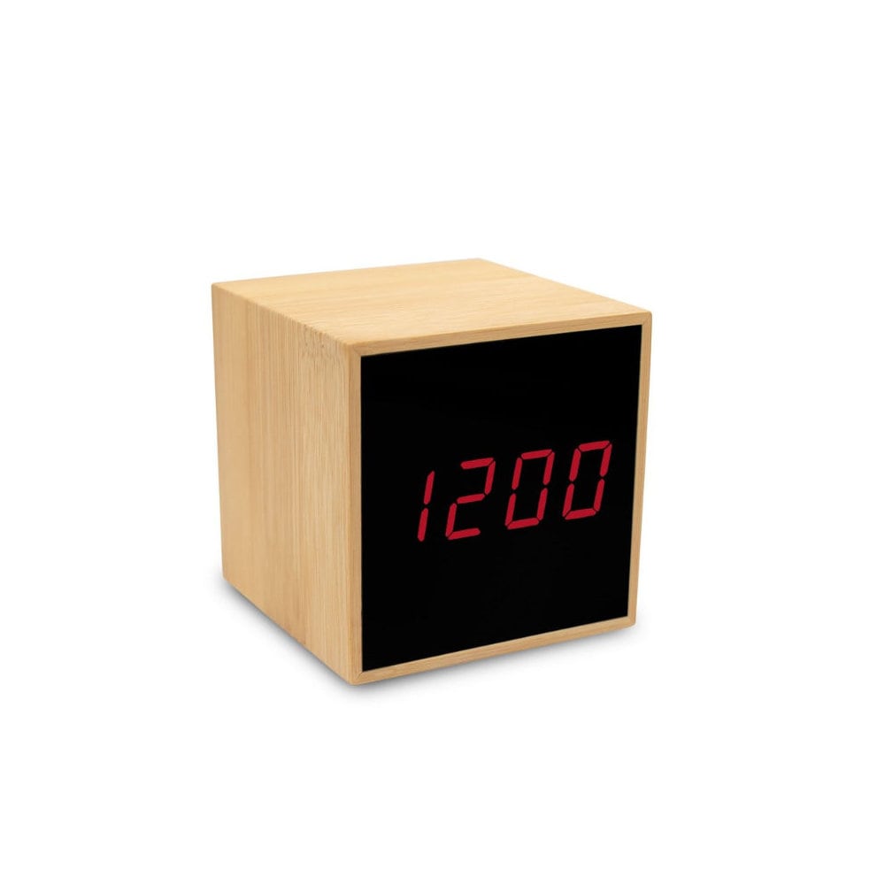 Bambusowy zegar na biurko z alarmem - drewno