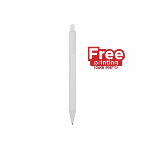 Długopis wykonany z wysokiej jakości połyskującego tworzywa - biały