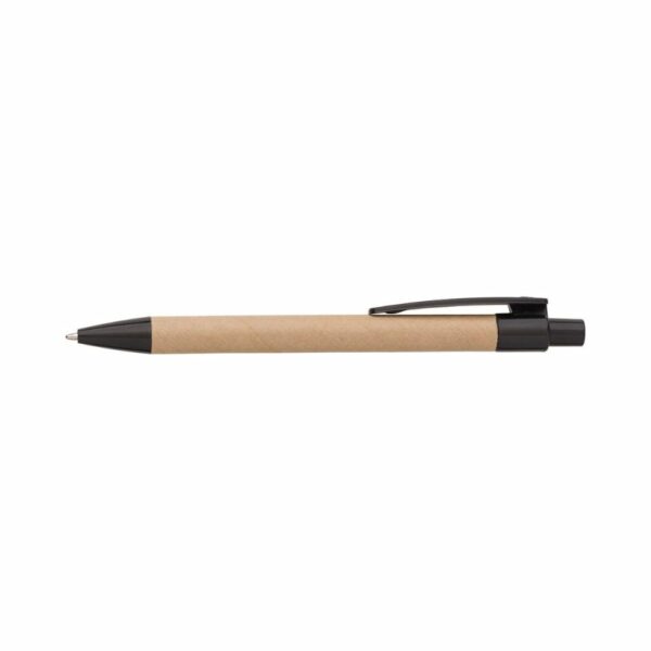 Długopis z kartonu z elementami ze słomy pszenicznej - czarny