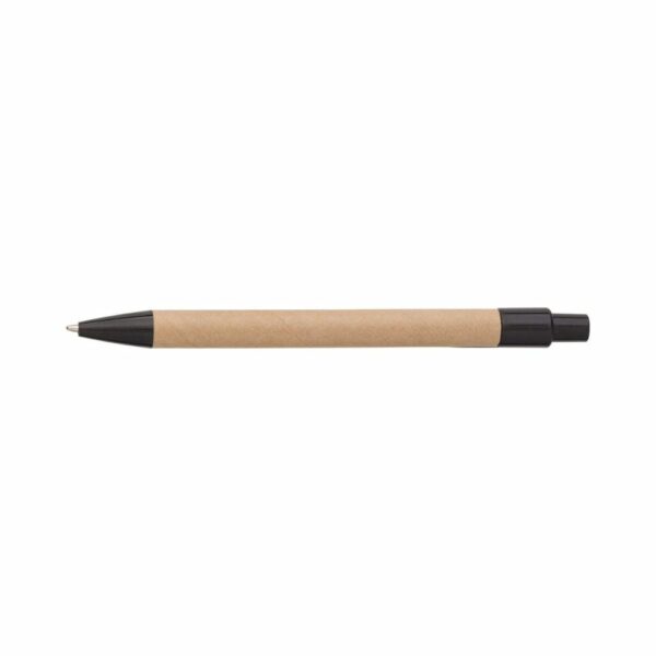 Długopis z kartonu z elementami ze słomy pszenicznej - czarny
