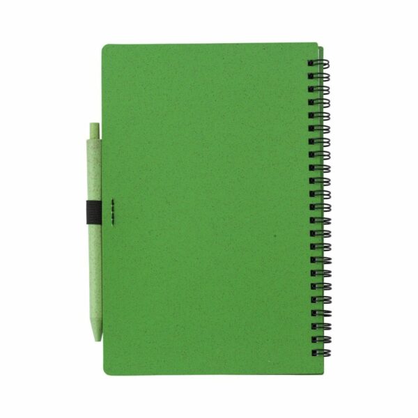 Notatnik ok. A5 ze słomy pszenicznej z długopisem - zielony