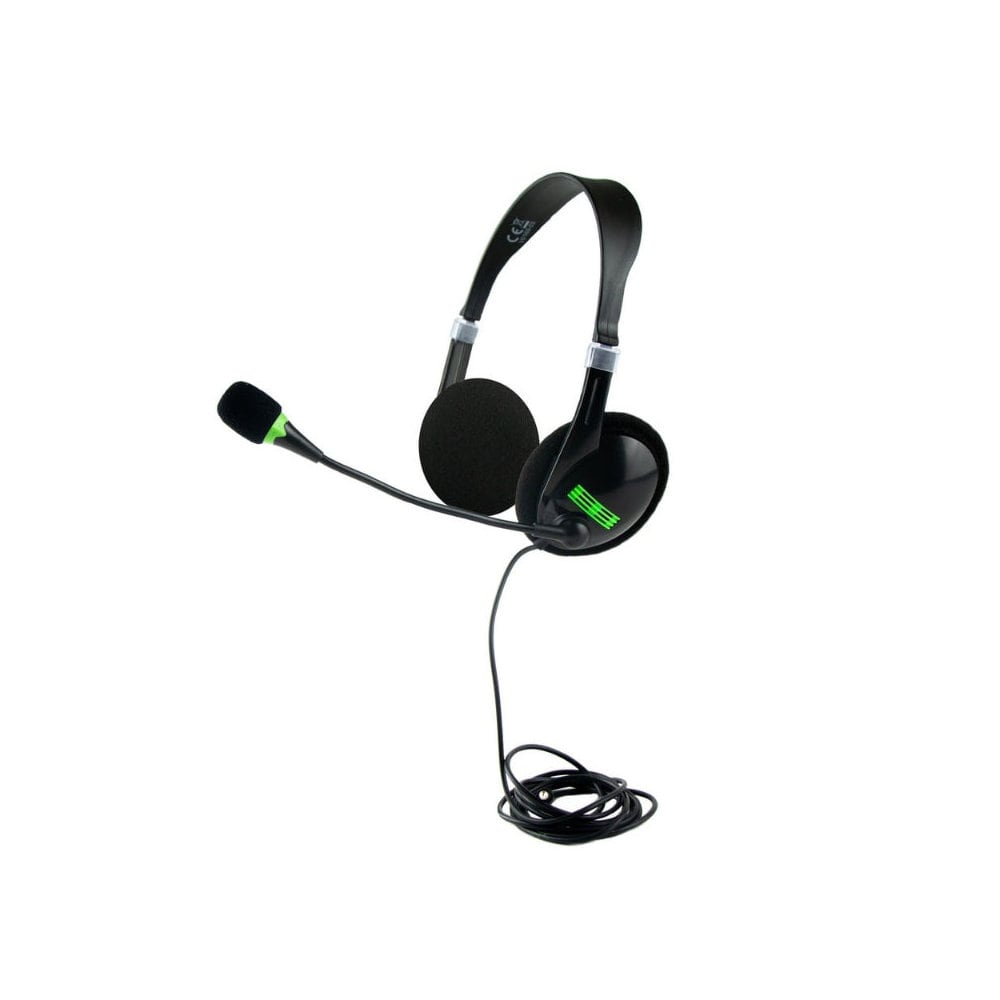 Zestaw słuchawkowy: słuchawki nauszne z mikrofonem - czarny