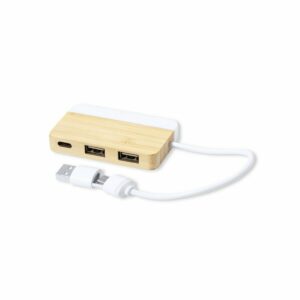 Bambusowy hub USB i USB typu C - neutralny