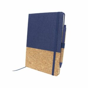 Korkowy notatnik A5 z długopisem | Layla - granatowy