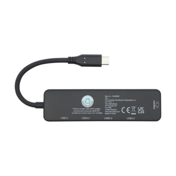 Loop adapter multimedialny USB 2.0-3.0 z portem HDMI wykonany z tworzyw sztucznych pochodzących z recyklingu z certyfikatem R