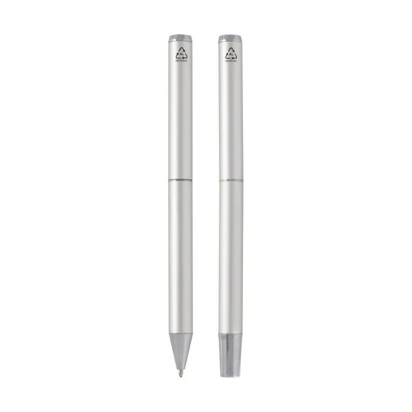 Lucetto zestaw upominkowy obejmujący długopis kulkowy z aluminium z recyklingu i pióro kulkowe