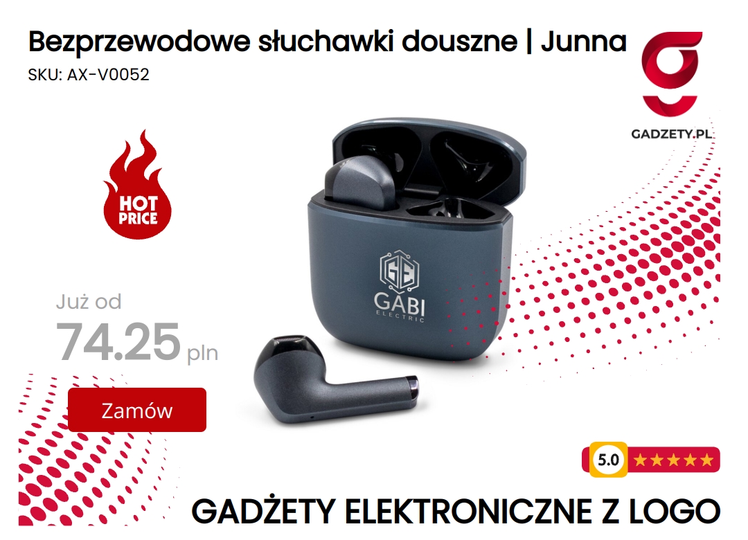 Bezprzewodowe słuchawki douszne marki Junna