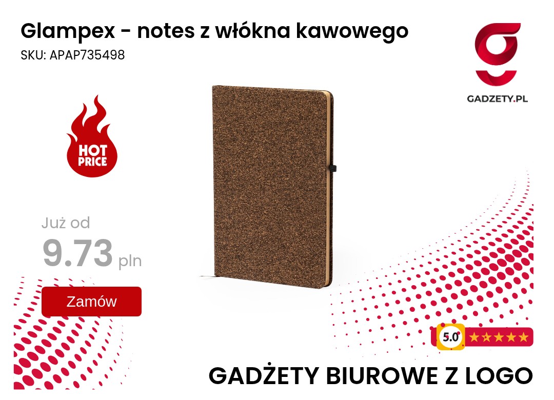 Notes Glampex wykonany z włókna kawowego