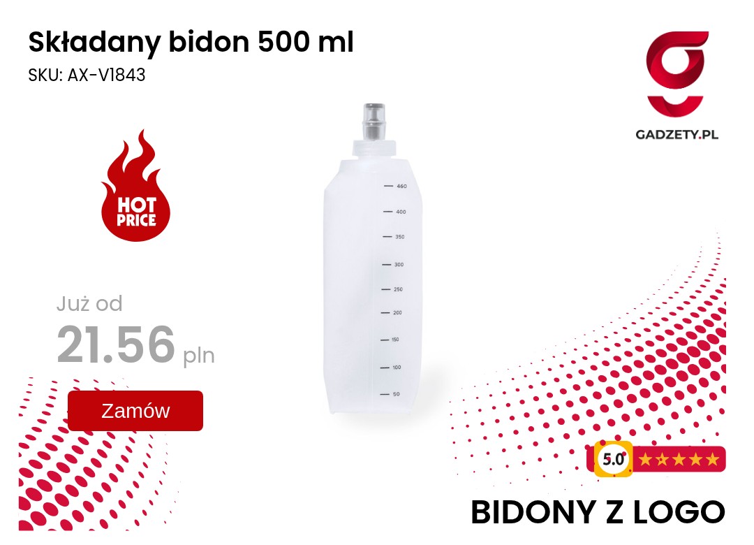 Składany bidon o pojemności 500 ml idealny do sportu