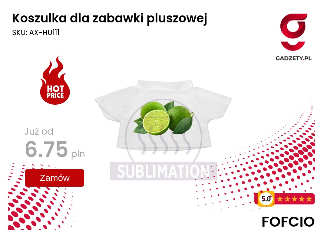 Koszulka dla zabawki pluszowej w różnych kolorach