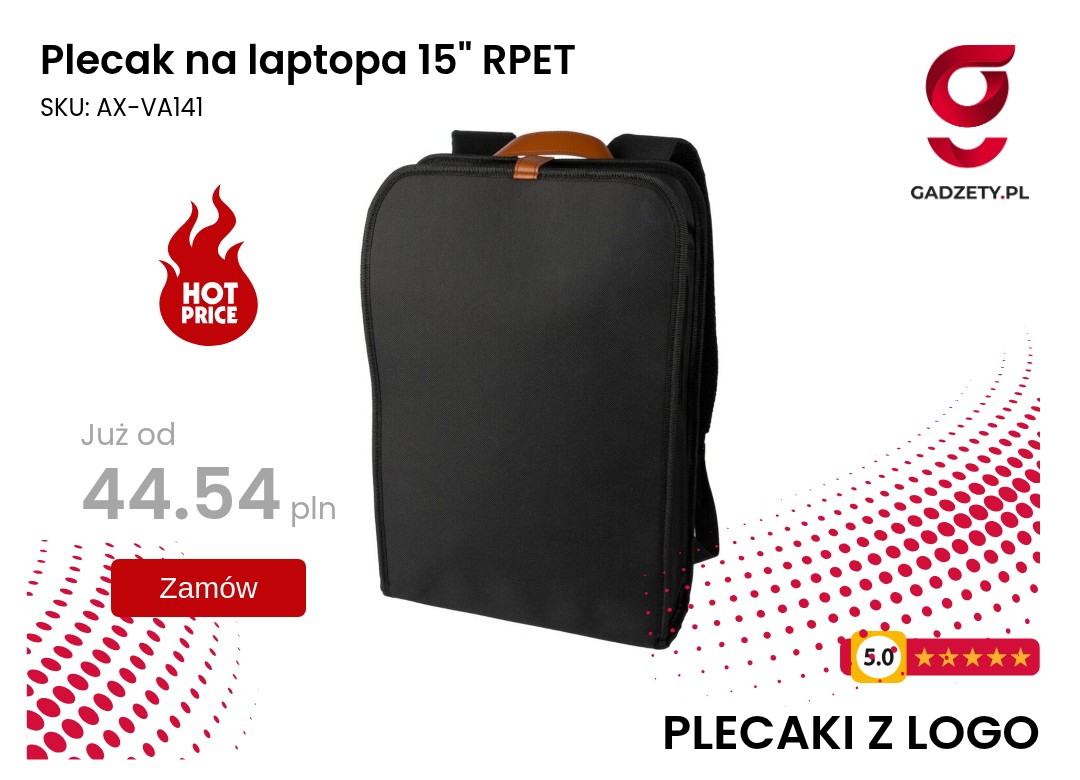 Plecak na laptopa 15 calowy z materiału RPET